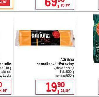 Makro Adriana semolinové těstoviny nabídka