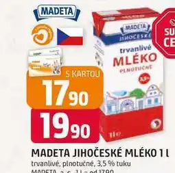 Trefa MADETA JIHOČESKÉ MLÉKO 1l trvanlivé, plnotučné, 3,5% nabídka