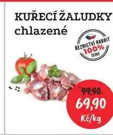 RABBIT řeznictví KUŘECÍ ŽALUDKY chlazené nabídka