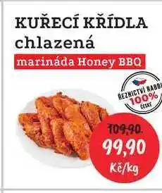 RABBIT řeznictví KUŘECÍ KŘÍDLA chlazená marináda Honey BBQ nabídka