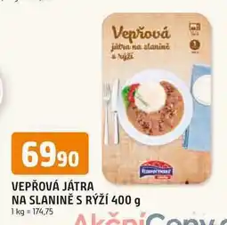 Trefa VEPŘOVÁ JÁTRA NA SLANINĚ S RÝŽÍ nabídka