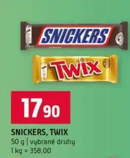 Terno SNICKERS, TWIX 50 g vybrané druhy nabídka