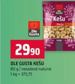 Terno DLE GUSTA KEŠU 80 g nesolené natural nabídka
