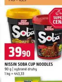 Terno NISSIN SOBA CUP NOODLES 90 g vybrané druhy nabídka
