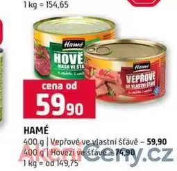 Terno HAMÉ 400 g Vepřové ve vlastní šťávě 400 g Hovezi ve Stáve nabídka