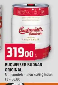 Terno BUDWEISER BUDVAR ORIGINAL 5l soudek pivo světlý ležák nabídka