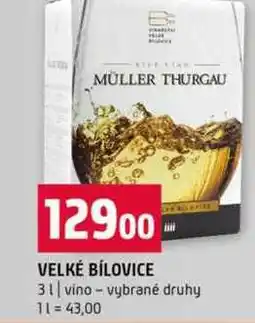 Terno VELKÉ BÍLOVICE 3l vino vybrané druhy nabídka
