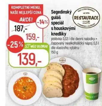 Globus Segedínský guláš speciál s houskovými knedlíky nabídka