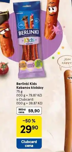Tesco Berlinki kids kabanos klobásky nabídka