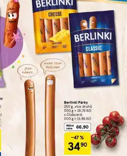 Tesco Berlinky párky nabídka