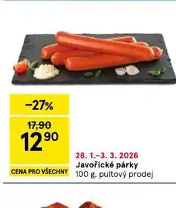 Tesco Javořické párky nabídka