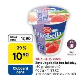 Tesco Zott jogobella bez laktózy nabídka