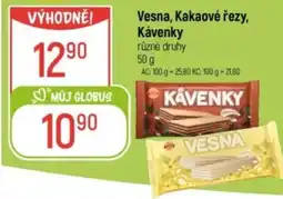 Globus Vesna, Kakaové řezy, Kávenky nabídka