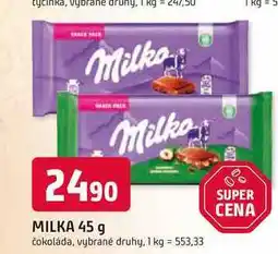 Trefa Milka čokoláda, vybrané druhy nabídka