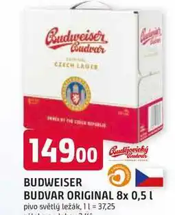 Trefa BUDWEISER BUDVAR ORIGINAL 8x 0,5 L pivo světlý ležák nabídka