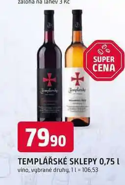 Trefa TEMPLÁŘSKÉ SKLEPY 0,75 L víno nabídka