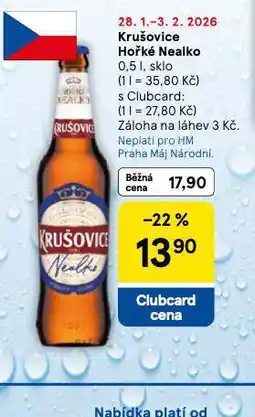 Tesco Krušovice hořké nealko nabídka