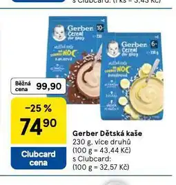 Tesco Gerber dětská kaše nabídka