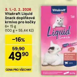 Tesco Vitakraft liquid snack doplňkové krmivo pro kočky nabídka
