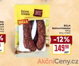 Billa BILLA Bačova klobása nabídka