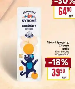 Billa Sýrové špagety, Cheese balls nabídka
