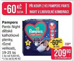 Teta Pampers Pants Night dětské kalhotkové plenky, různé velikosti, 19-25 ks nabídka