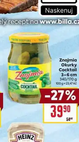 Billa Znojmia Okurky Cocktail 3-6 cm 340/170 g nabídka