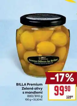 Billa BILLA Premium Zelené olivy s mandlemi 880/300 g nabídka