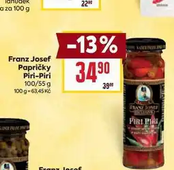 Billa Franz Josef Papričky Piri-Piri 100/55 g nabídka