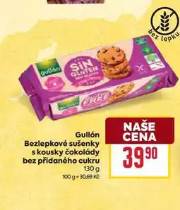 Billa Gullón Bezlepkové sušenky s kousky čokolády bez přidaného cukru nabídka