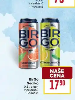 Billa BirGo Nealko 0,51, plech nabídka