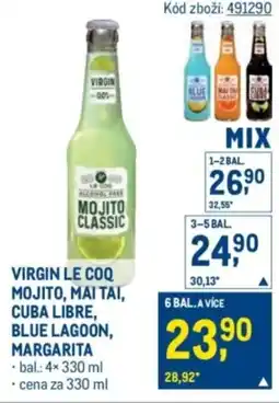 Makro Virgin le coq mojito, mai tai, cuba libre, blue lagoon, margarita nabídka