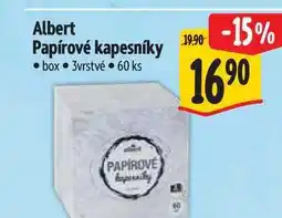 Albert Albert Papírové kapesníky box 3vrstvé 60 ks nabídka