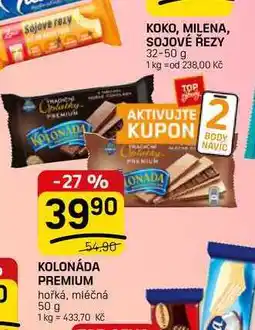 Flop KOLONÁDA PREMIUM hořká, mléčná nabídka