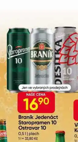 Hruška Braník Jedenáctka pivo ležák světlý 0,5l plechovka nabídka