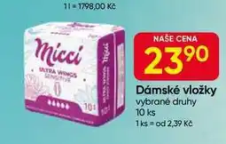Hruška Micci Dámské vložky vybrané druhy 10 ks nabídka