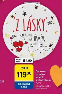 Tesco Dárkové zrcátko kulaté s věnováním, 7 cm nabídka