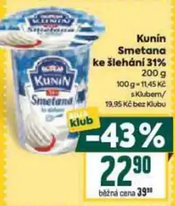 Billa Kunín Smetana ke šlehání 31% nabídka