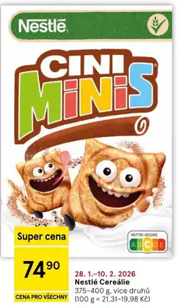 Tesco Nestlé Cereálie nabídka