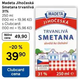 Tesco Madeta Jihočeská Smetana trvanlivá 31% nabídka