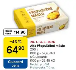 Tesco Alfa Přepuštěné máslo nabídka