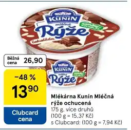 Tesco Mlékárna Kunín Mléčná rýže ochucená nabídka