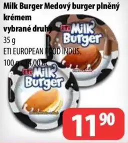 Partner Maloobchodní síť Milk Burger Medový burger plněný krémem nabídka