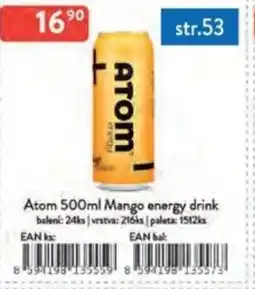 Qanto Atom Mango energy drink nabídka