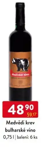 Qanto Medvědí krev bulharské víno nabídka
