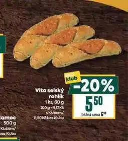 Billa Vita selský rohlík nabídka