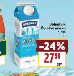 Billa Bohemilk čerstvé mléko 1,5% nabídka