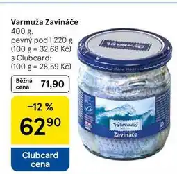 Tesco Varmuža Zavináče, 400 g. pevný podíl 220 g nabídka