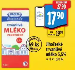 Albert Madeta Jihočeské trvanlivé mléko 3,5% nabídka