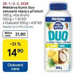 Tesco Mlékárna Kunín Duo zakysaný nápoj s příchutí, 300 g, více druhů nabídka